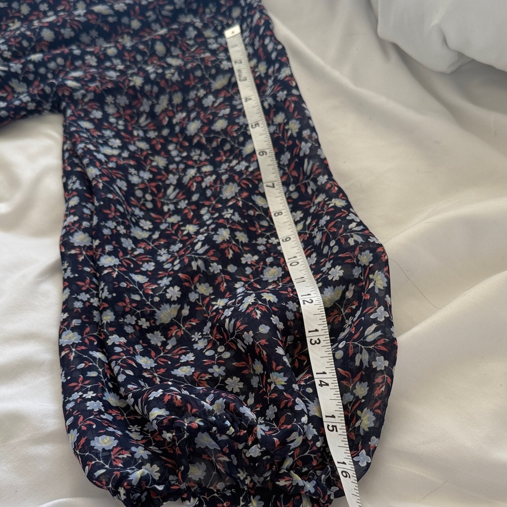 Madewell Navy Floral Midi Dress Size Small - Picture 6 of 7